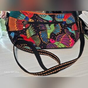 Laurel Burch *Bright *Vibrant * Crossbody Purse* HUMMINGBIRDS * Adjustable Strap